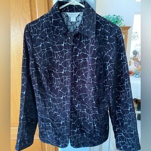 Christopher & Banks Animal Print Lightweight Zip Blazer size M Black